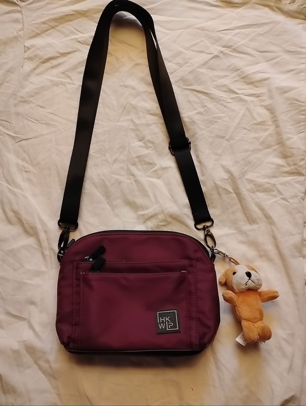 IHKWIP Cloth Purse Purple Crossbody Pockets Zip Shoulder Bag Adjustable